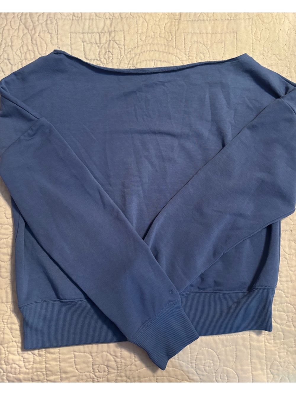 Classic Blue Crewneck off the Shoulder Sweatshirt